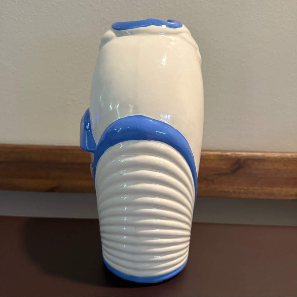 Vintage 80s Ceramic Art Deco Style 3D Lady Bust Vase Blue & White - Picture 4 of 7